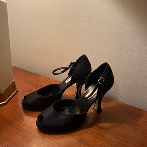 Elegant Black Peep-Toe Heels